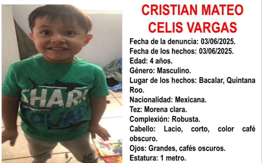 Activan alerta Amber por niño y mujer extraviados en Bacalar