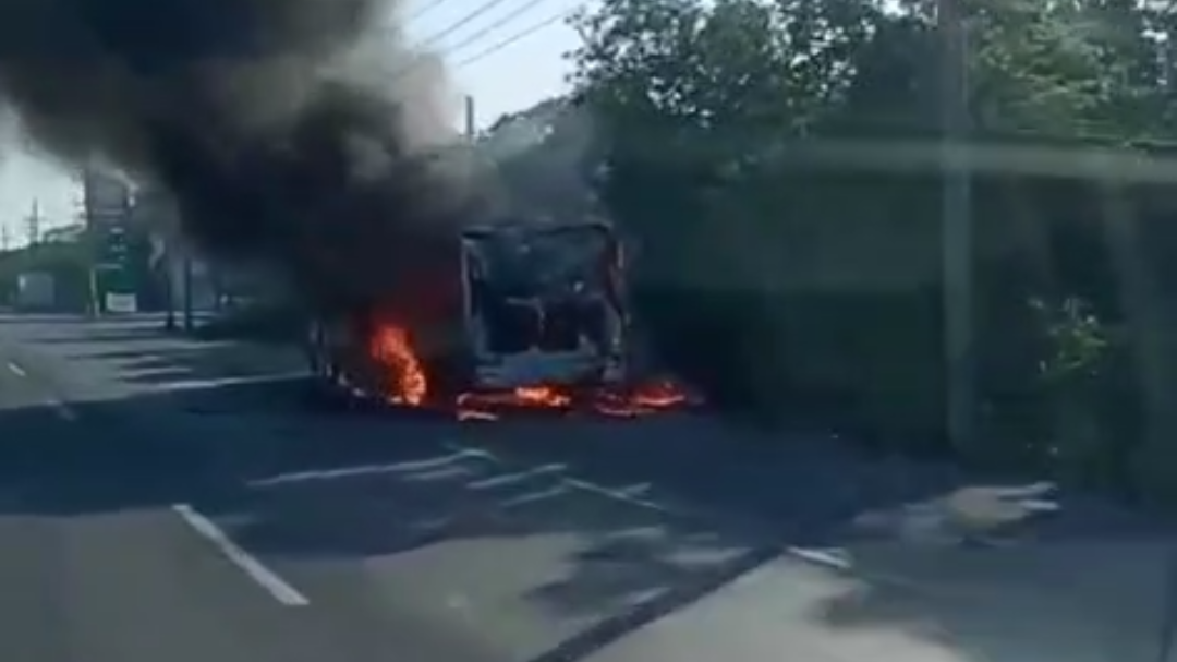 Camión de transporte termina calcinado al incendiarse en la carretera federal 307