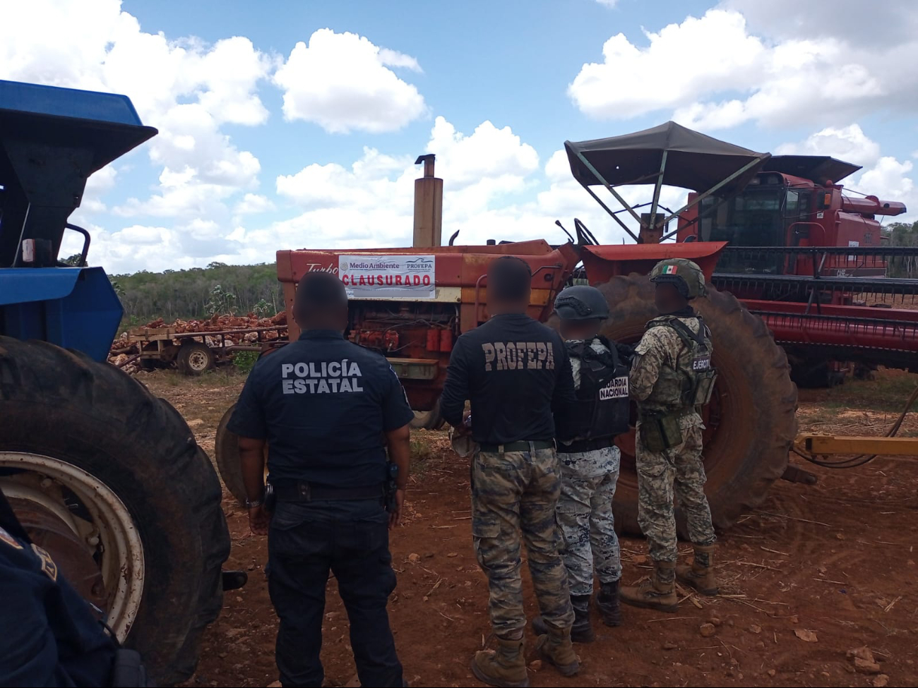 Durante la inspección quedaron asegurados varios vehículos pesados