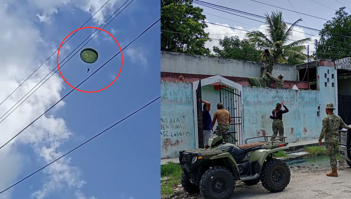 Paracaidista de la Marina cae sobre casa en Champotón Paracaidista de la Marina cae sobre casa en Champotón