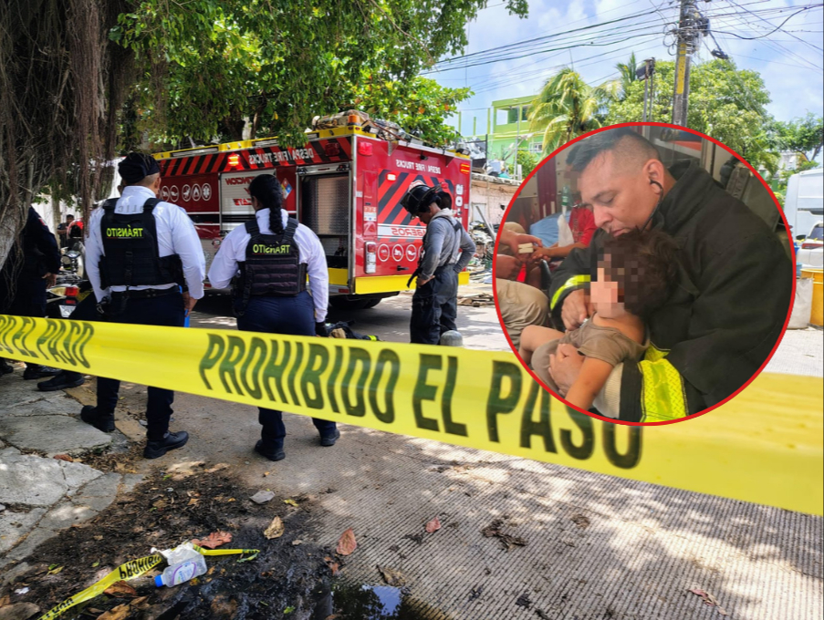 Incendio en una vivienda de  Playa del Carmen deja a un hombre lesionado y un menor intoxicado