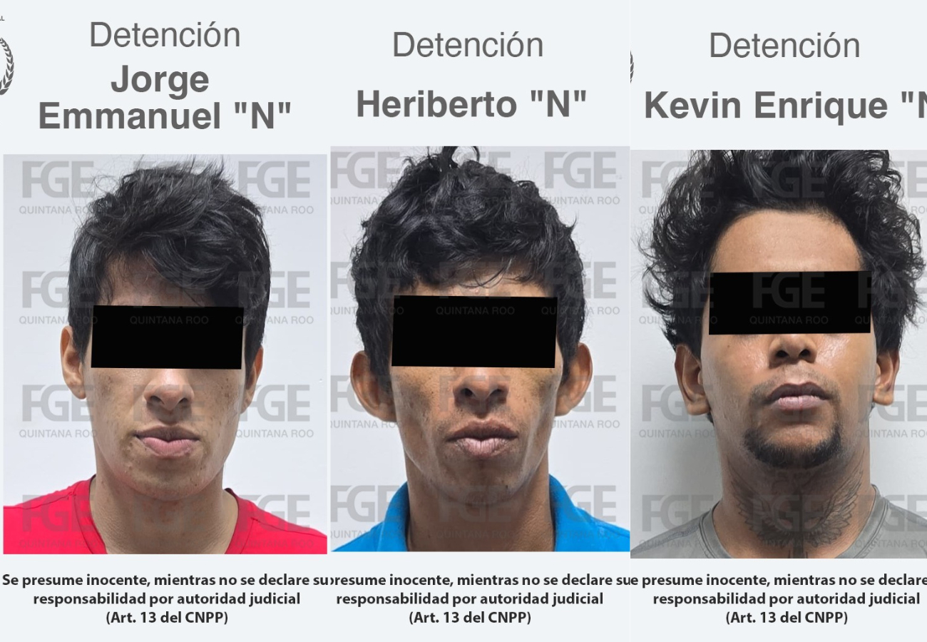 Los detenidos fueron identificados como Kevin Enrique “N”, Jorge Emmanuel “N”, Heriberto “N” y un menor de edad