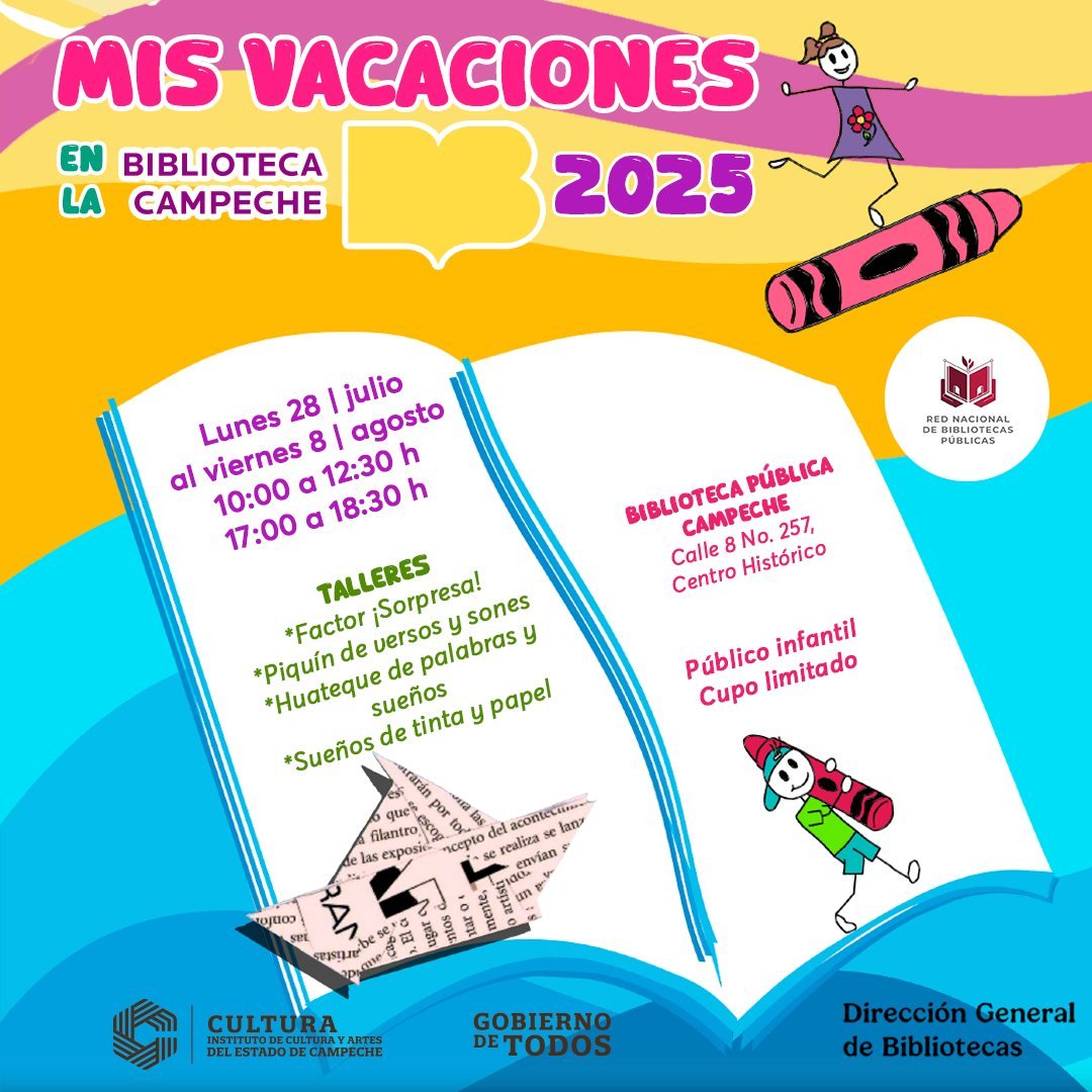 Arte y libros en vacaciones: talleres de verano para niñas y niños en Campeche Arte y libros en vacaciones: talleres de verano para niñas y niños en Campeche