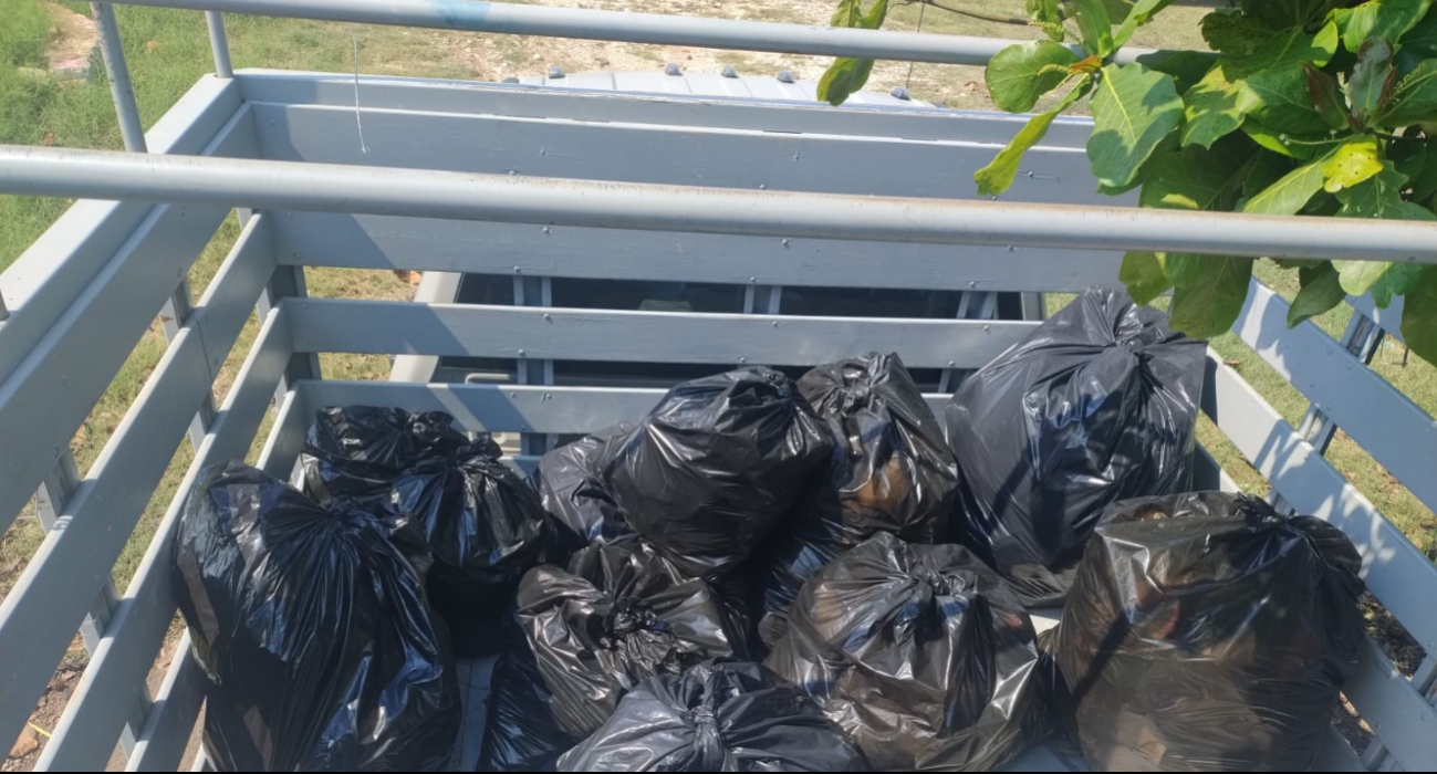 Se recolectaron 11 bolsas de desechos sólidos inorgánicos y 2 bolsas de PET, las cuales fueron entregadas a la Fundación BePensa para su tratamiento. Se recolectaron 11 bolsas de desechos sólidos inorgánicos y 2 bolsas de PET, las cuales fueron entregadas a la Fundación BePensa para su tratamiento.