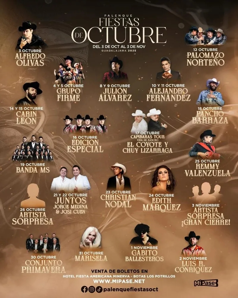 ¿Cuándo estará tu artista favorito en las Fiestas de Octubre? ¿Cuándo estará tu artista favorito en las Fiestas de Octubre?