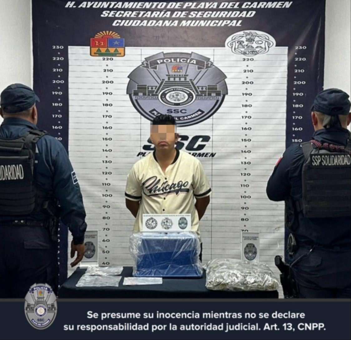 Detienen a tabasqueño por presuntos delitos contra la salud en Villas del Sol en Playa del Carmen