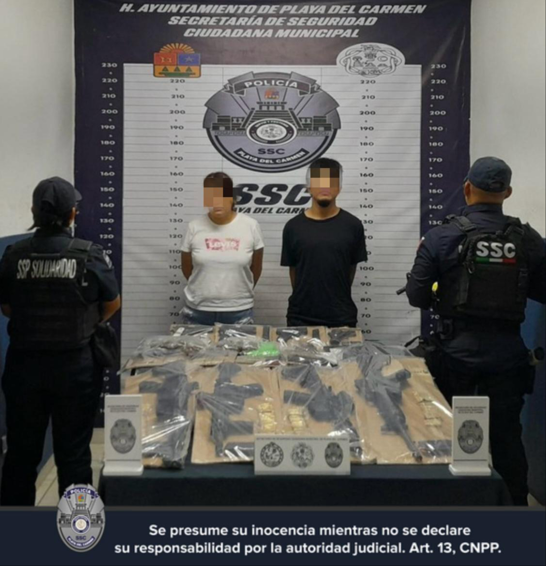 Detiene  a una pareja veracruzana con arsenal de armas y drogas en la colonia Ejido de Playa del Carmen