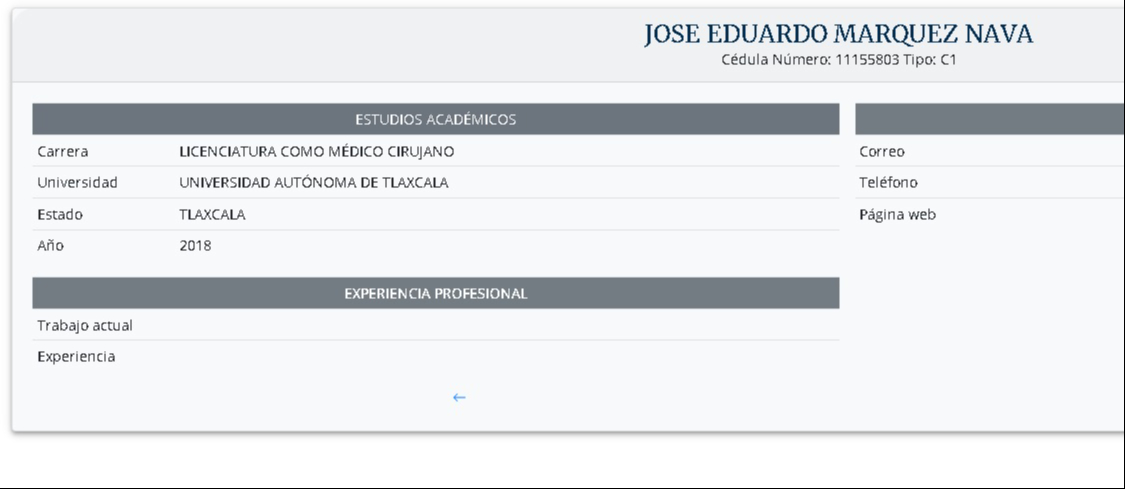 Cédula de José Eduardo Márquez Nava
