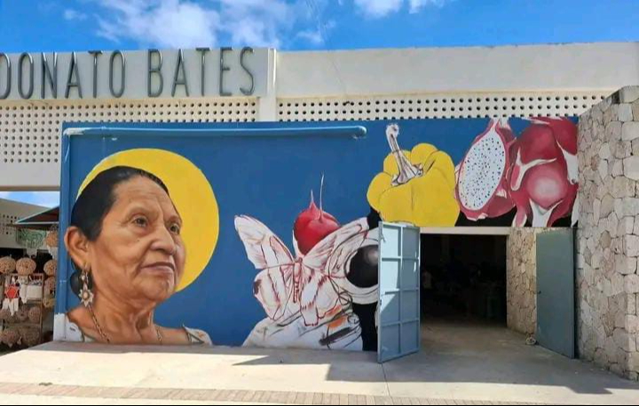 El artista visual Miguel Pech retrata a doña Catalina Couoh en un mural en la fachada del mercado de Valladolid El artista visual Miguel Pech retrata a doña Catalina Couoh en un mural en la fachada del mercado de Valladolid
