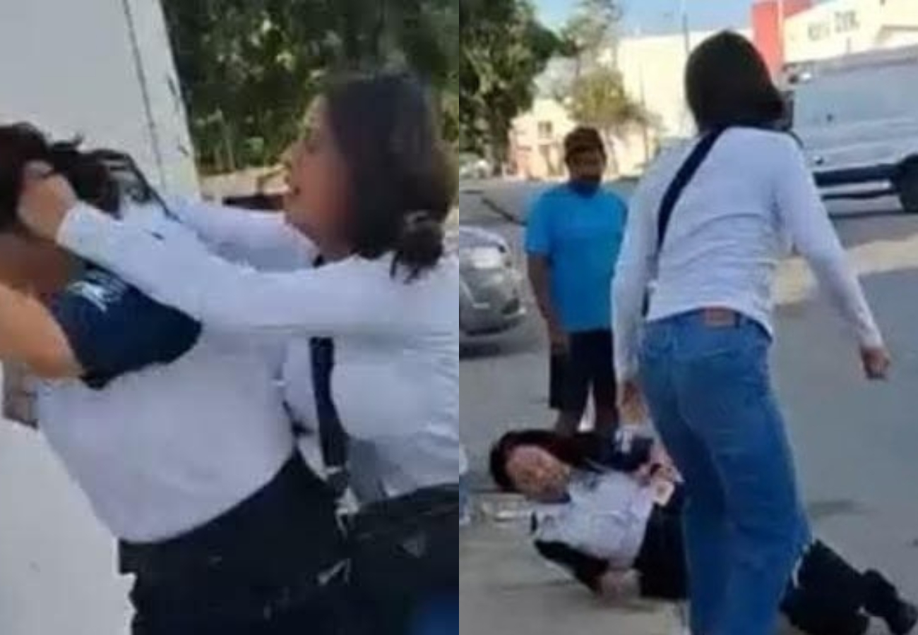 Vendedora ambulante y guardia de seguridad protagonizan riña afuera de un hospital de Playa del Carmen: VIDEO 