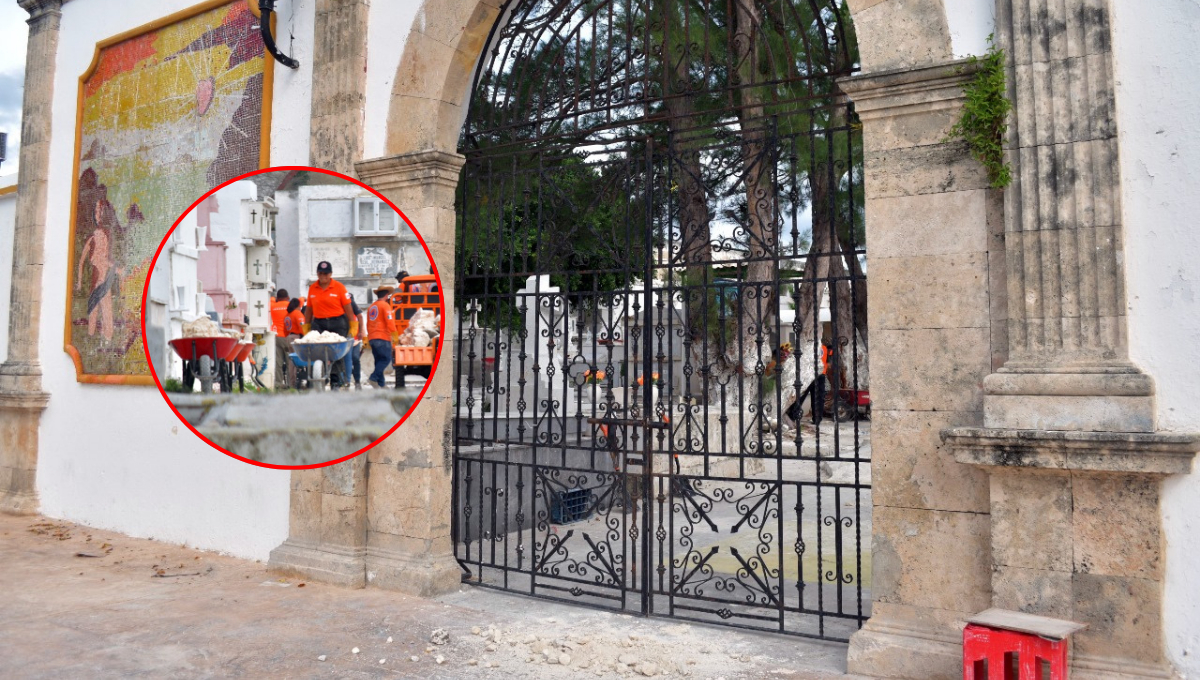 Colapsa arco del panteón de San Román en Campeche y daña varias lápidas Colapsa arco del panteón de San Román en Campeche y daña varias lápidas