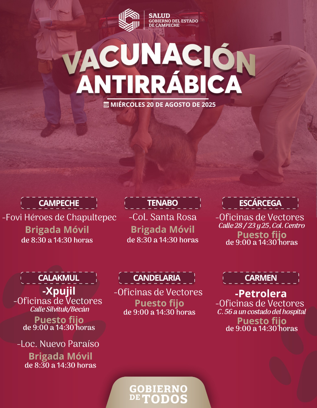 Municipios: Campeche, Tenabo, Escárcega, Calakmul, Candelaria y Carmen.