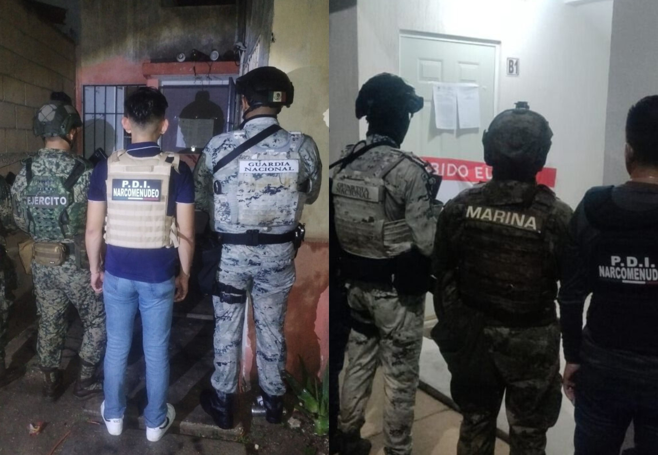 Durante los cateos se encontraron varias bolsas con presunta marihuana Durante los cateos se encontraron varias bolsas con presunta marihuana