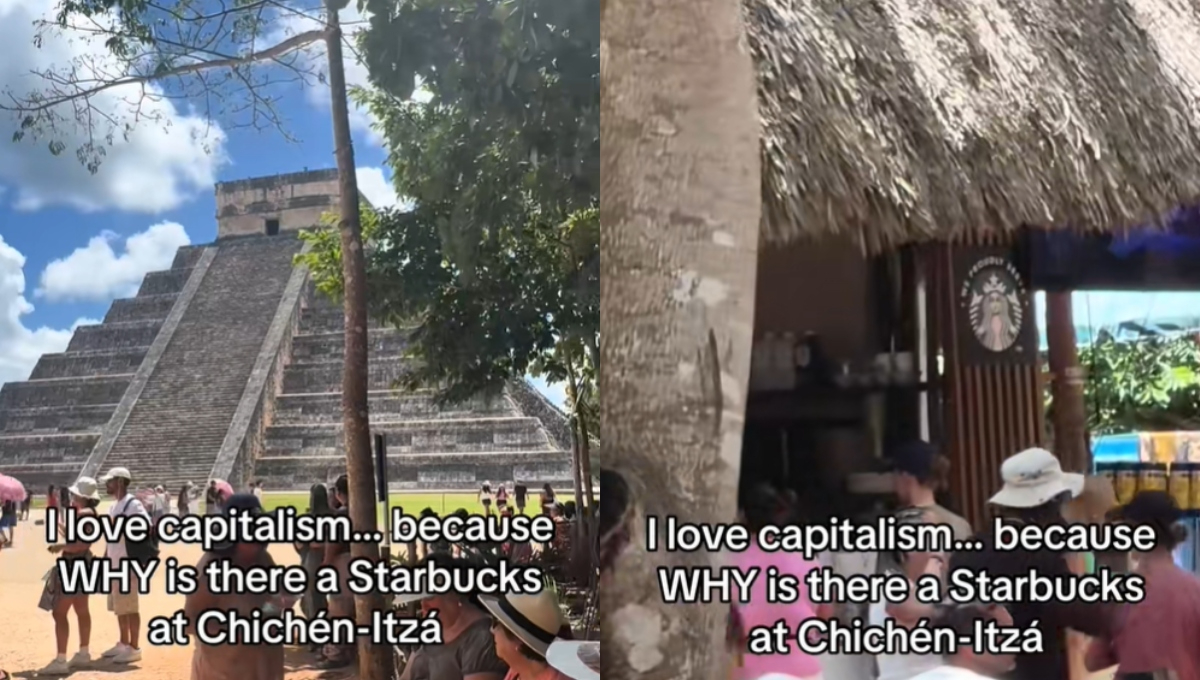Una cafetería vende café estadounidense en Chichén Itzá pero no es propia de la marca original Una cafetería vende café estadounidense en Chichén Itzá pero no es propia de la marca original