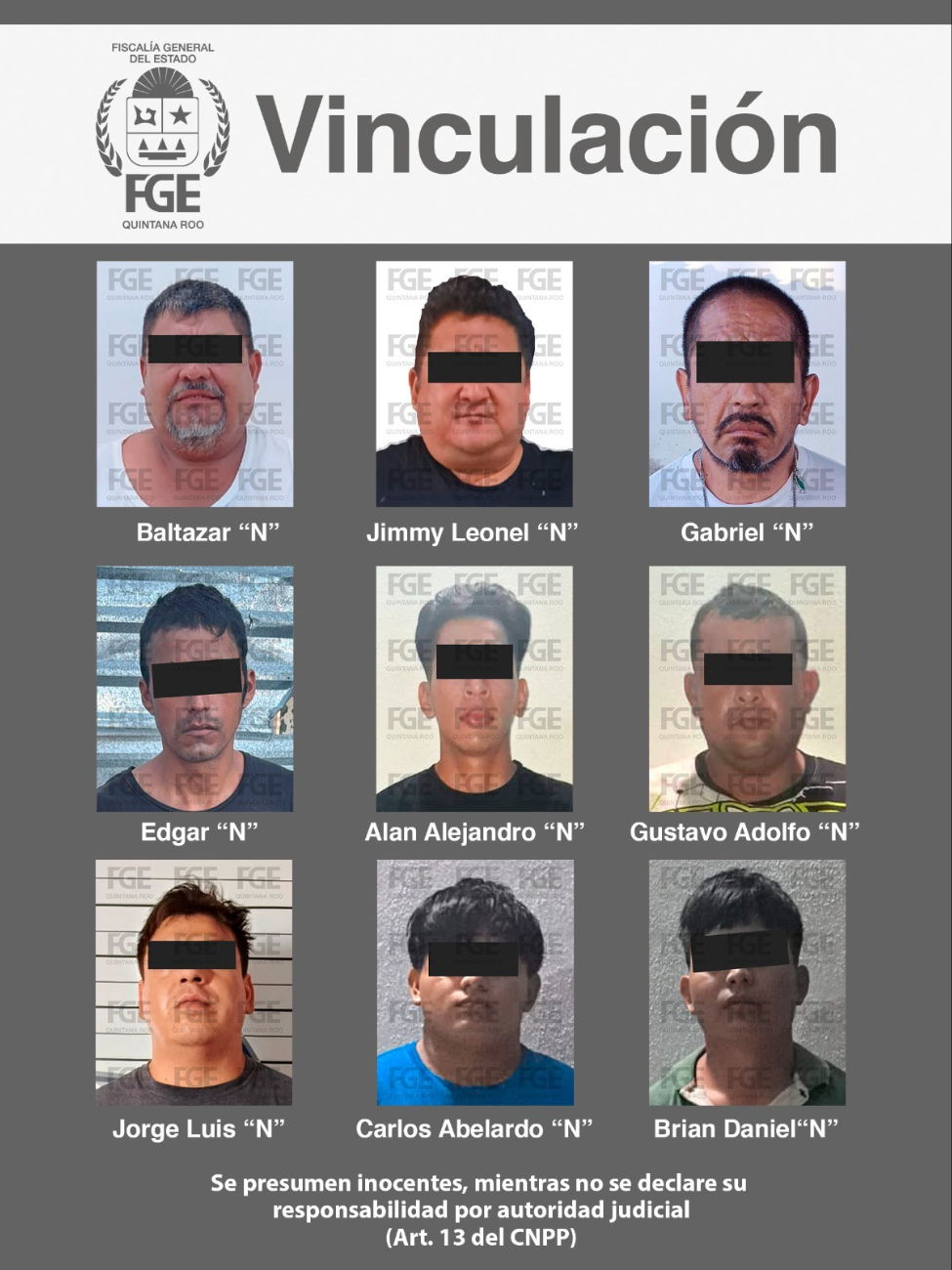 Las nueve personas fueron vinculadas a proceso por hechos delictivos. Las nueve personas fueron vinculadas a proceso por hechos delictivos.