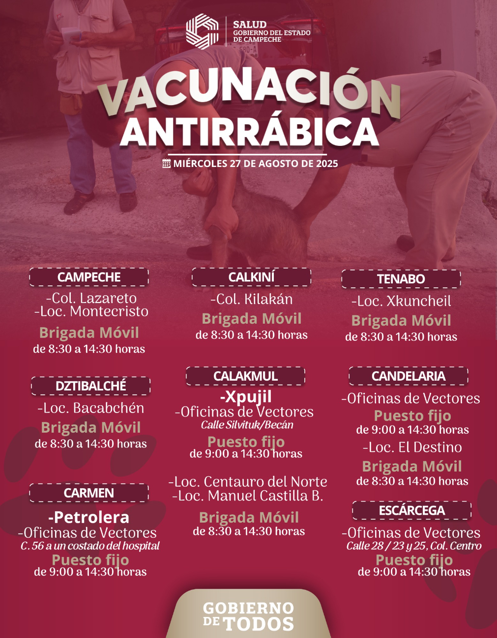 Participarán brigadas móviles y puestos fijos en al menos 10 municipios, entre ellos Campeche, Carmen, Escárcega y Calakmul. Participarán brigadas móviles y puestos fijos en al menos 10 municipios, entre ellos Campeche, Carmen, Escárcega y Calakmul.