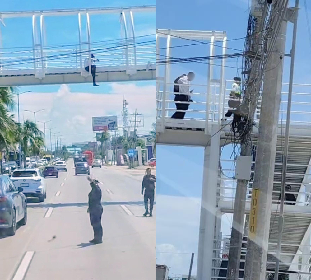 Después de unos minutos, el hombre bajó por su propia cuenta, siendo atendido por autoridades Después de unos minutos, el hombre bajó por su propia cuenta, siendo atendido por autoridades