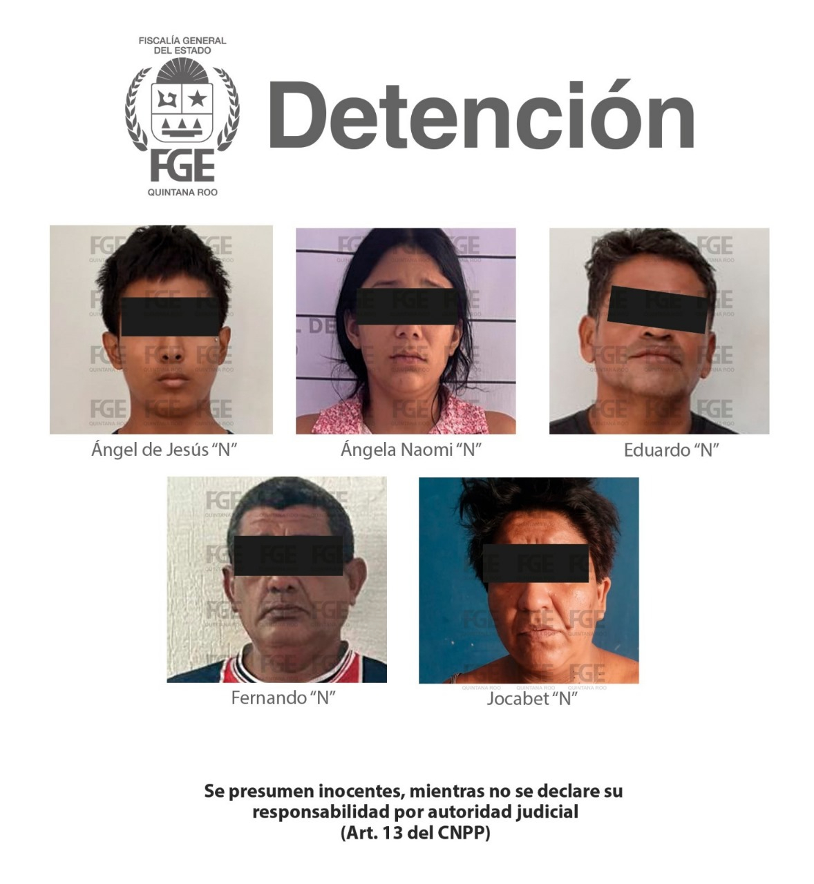 La Fiscalía General del Estado presentó a los cinco detenidos. La Fiscalía General del Estado presentó a los cinco detenidos.