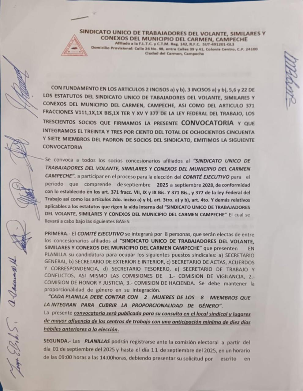 La Comisión Electoral, encabezada por José Rafael Lok Lizcano, informó que el proceso está avalado por el Centro Federal de Conciliación y Registro Laboral (CFCRL). La Comisión Electoral, encabezada por José Rafael Lok Lizcano, informó que el proceso está avalado por el Centro Federal de Conciliación y Registro Laboral (CFCRL).