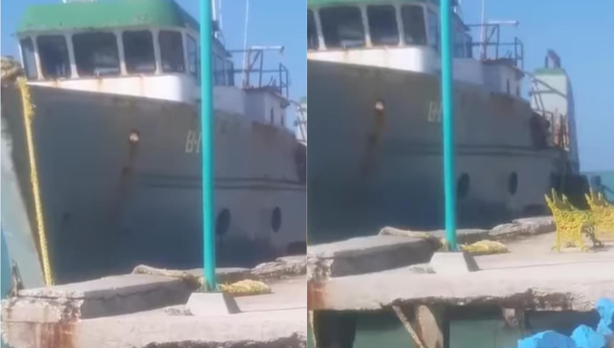 Pobladores de Isla Aguada denuncian peligro por barco amarrado a muelle deteriorado
