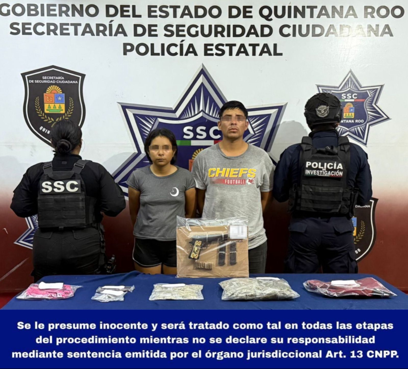 Detienen a dos personas por posesión de sustancias y armas  en la SM 101 de Cancún