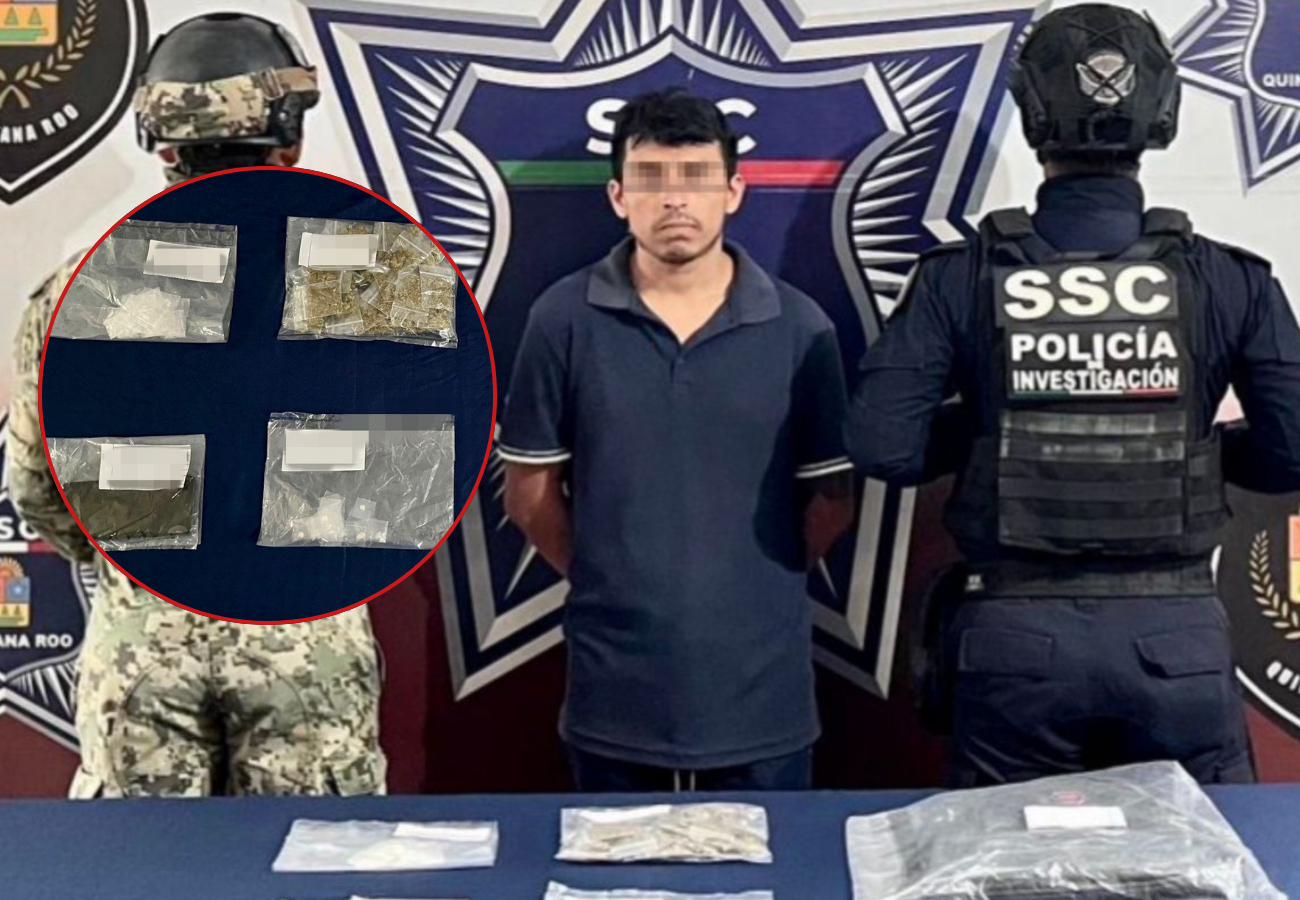 Autoridades aseguraron 81 bolsitas de plástico transparente con dosis de marihuana, cristal y piedra