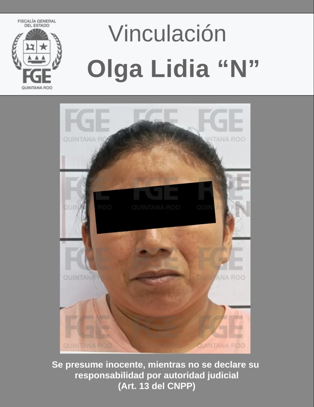La detención se llevó a cabo en el fraccionamiento Misión Villamar 1, mientras Olga Lidia “N” caminaba por la vía pública