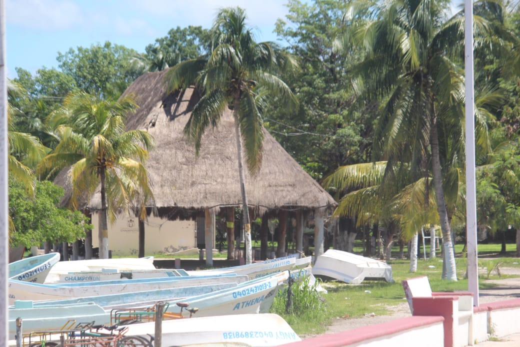 La palapa presenta daños que requieren mantenimiento.