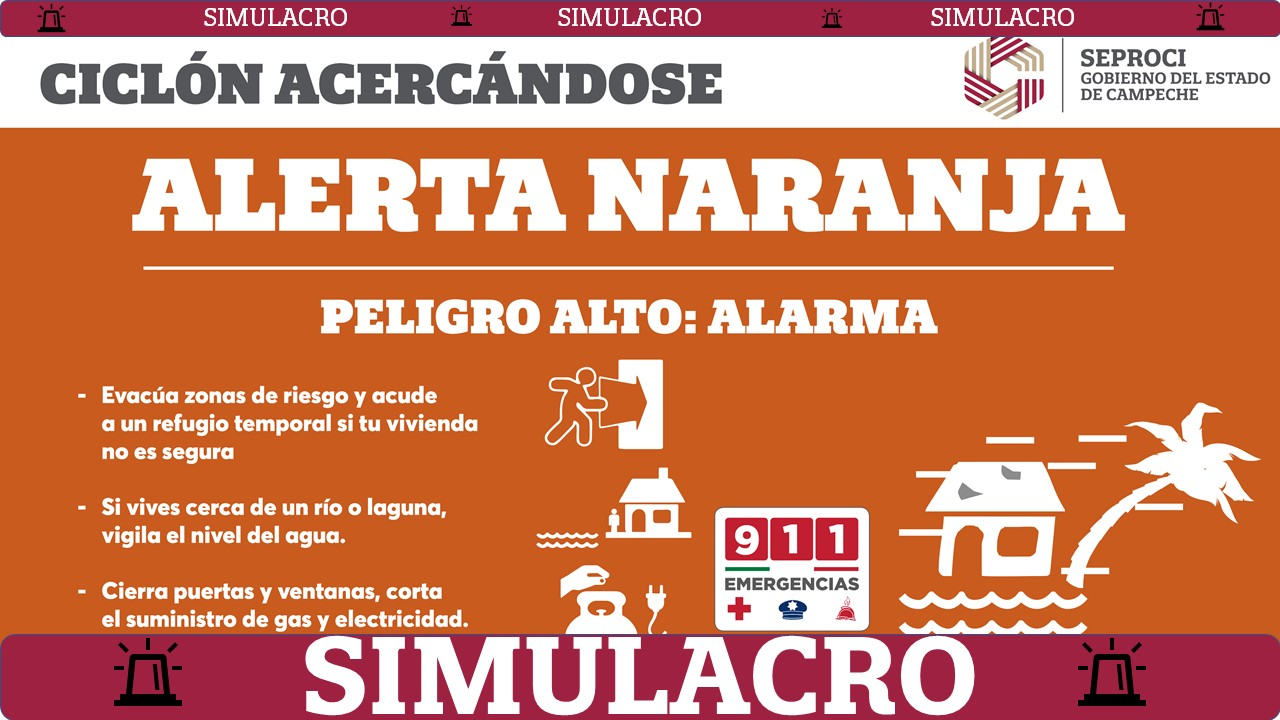 Huracán hipotético pone en acción a Campeche en el Simulacro Nacional 2025