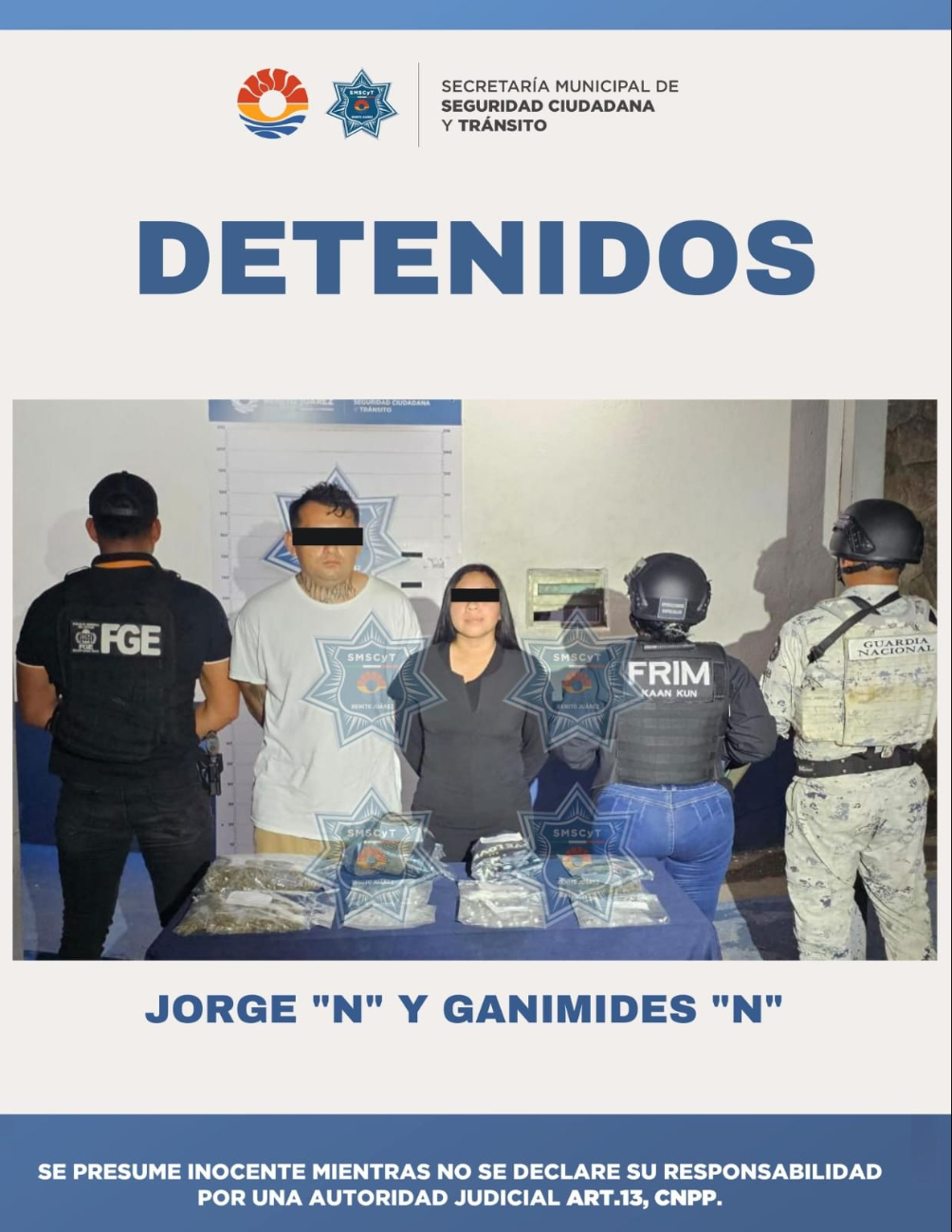 Los detenidos fueron identificados como Jorge “N” y Ganimides “N” Los detenidos fueron identificados como Jorge “N” y Ganimides “N”