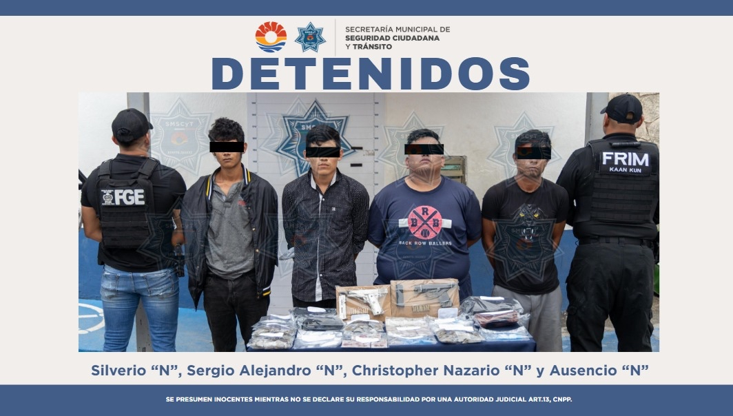 Los detenidos fueron identificados como Silverio “N”, Sergio Alejandro “N”, Christopher Nazario “N” y Ausencio “N”