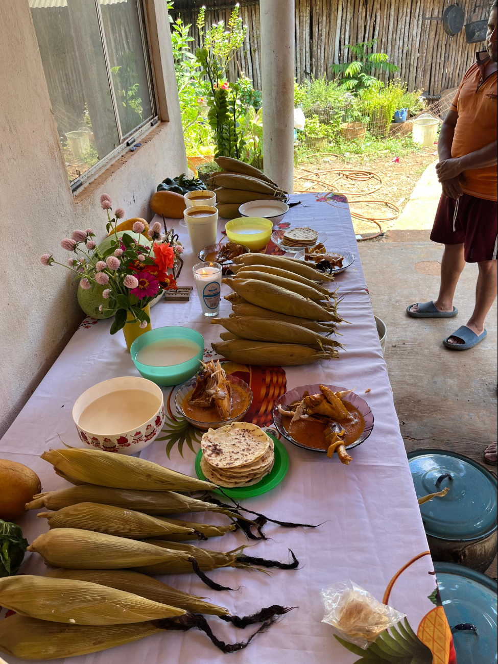 Ofrendas y comida casera: ritual familiar agradece bendiciones agrícolas