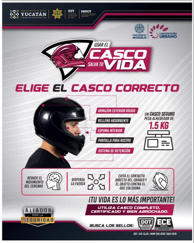 Autoridades de Yucatán: casco certificado y bien abrochado es obligatorio