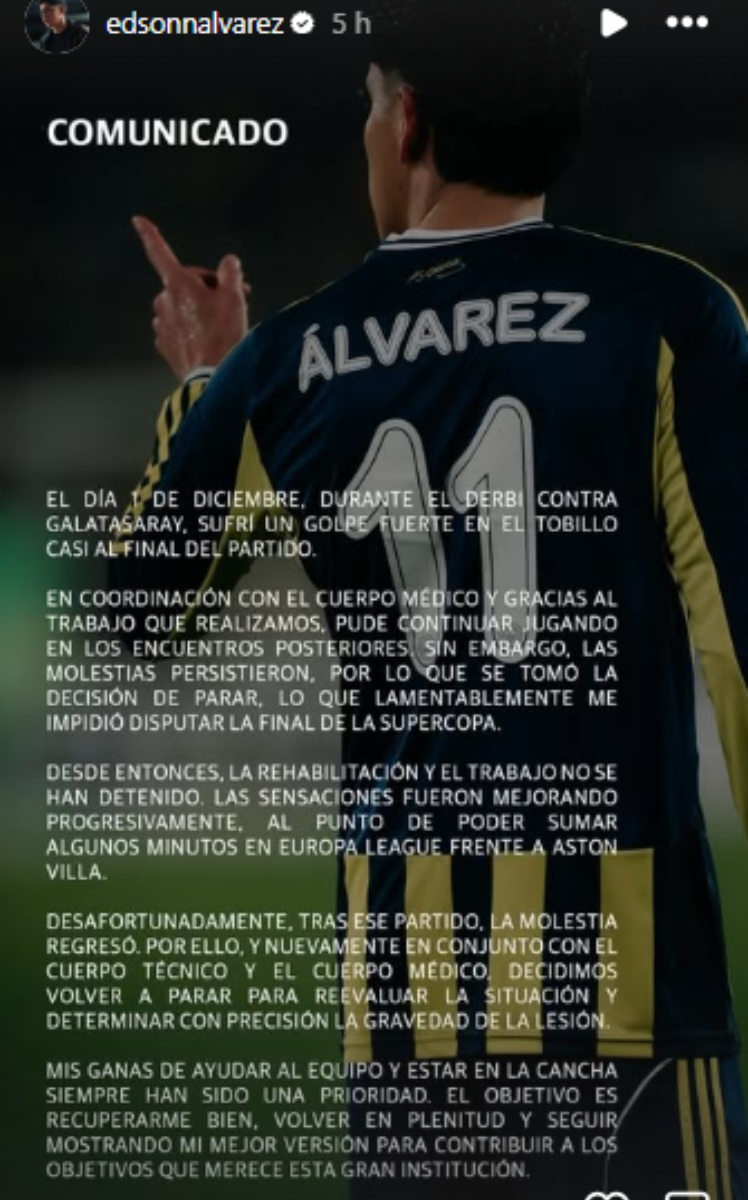 Comunicado de Edson Álvarez sobre su lesión