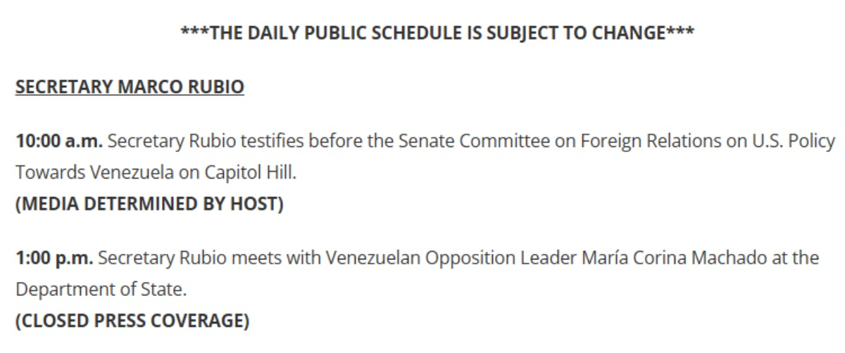 Marco Rubio y María Corina Machado se reunirán