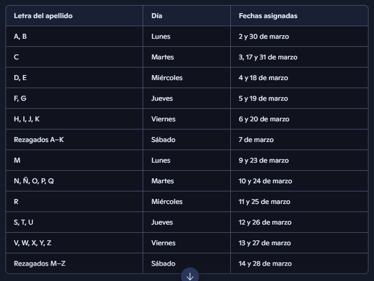 Calendario de registro en Campeche (marzo 2026)