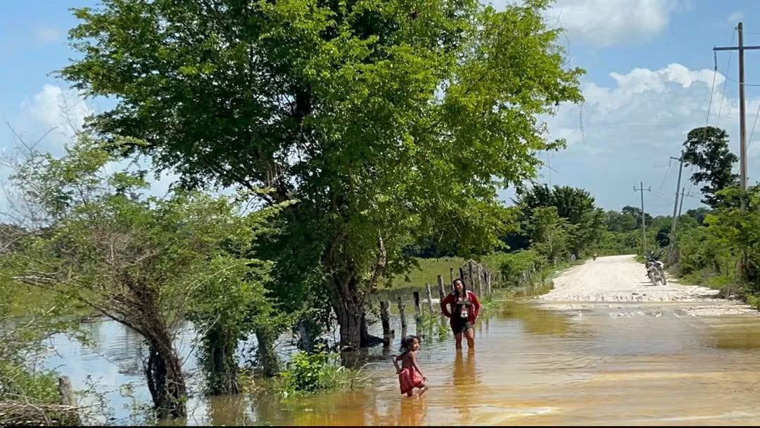 Las lluvias recientes provocaron el colapso del camino principal hacia la comunidad de Isla Paraíso.