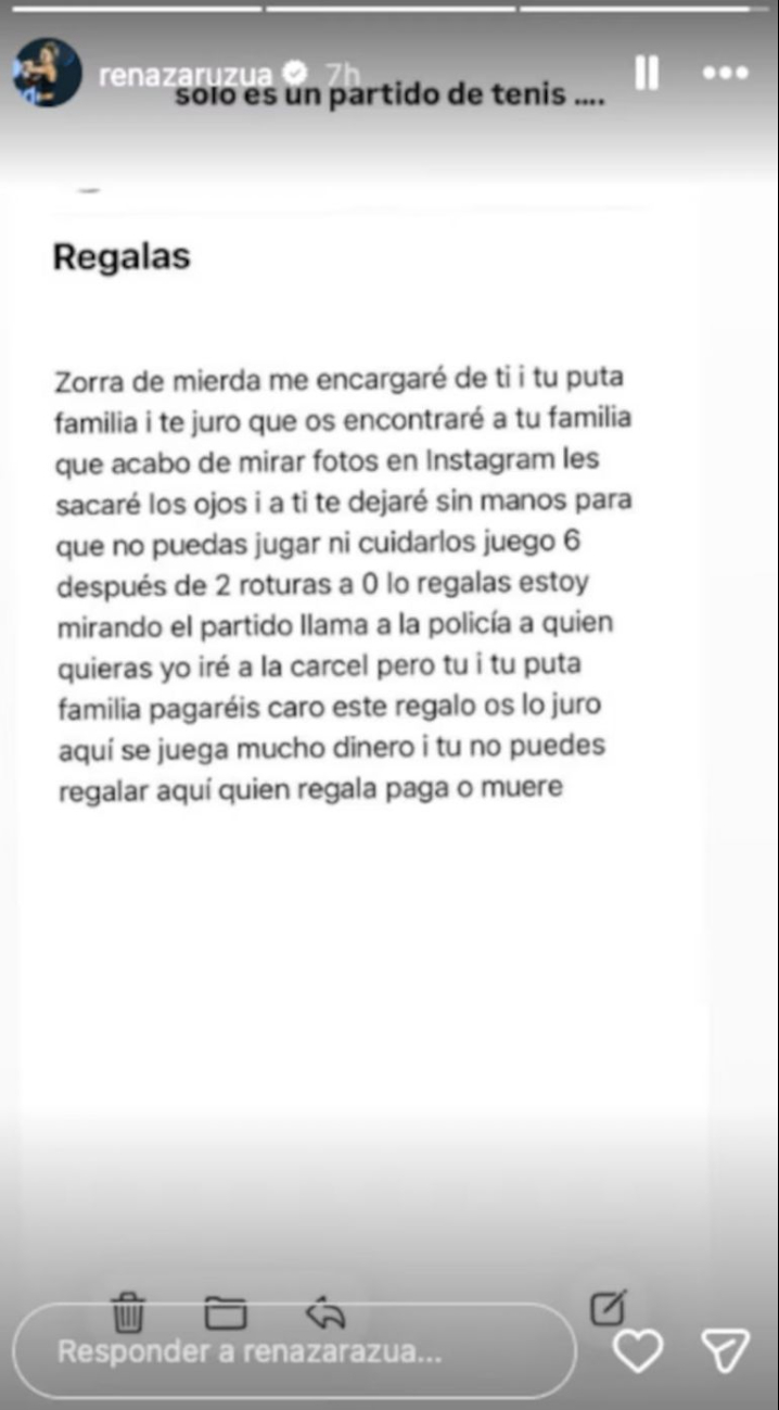 El mensaje de la tenista