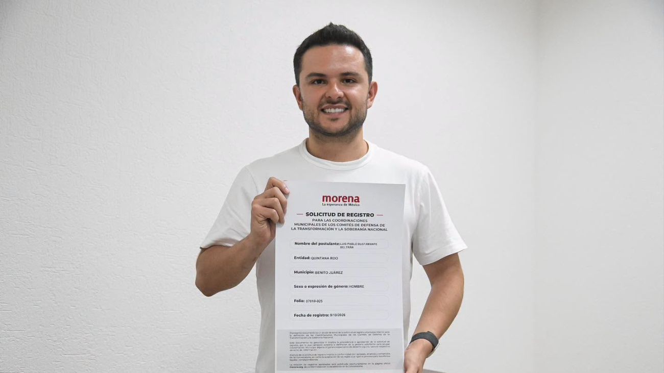 Pablo Bustamante se registra como aspirante de Morena en Benito Juárez rumbo a 2027