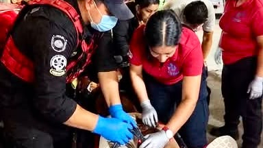 Paramédicos atendieron a la mujer para trasladarla al hospital