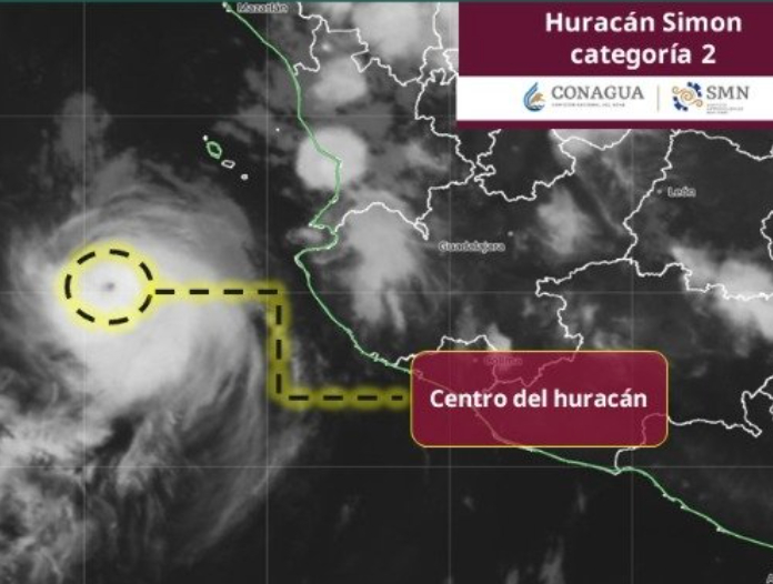Huracán “Simón” volvió a intensificarse y alcanzó la categoría 2