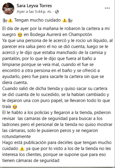 El modus operandi fue difundido en redes sociales para prevenir a las familias de Champotón.