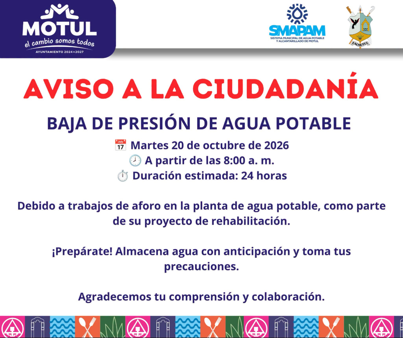 Las afectaciones en la presión podrían extenderse hasta la mañana del miércoles 21 de octubre.