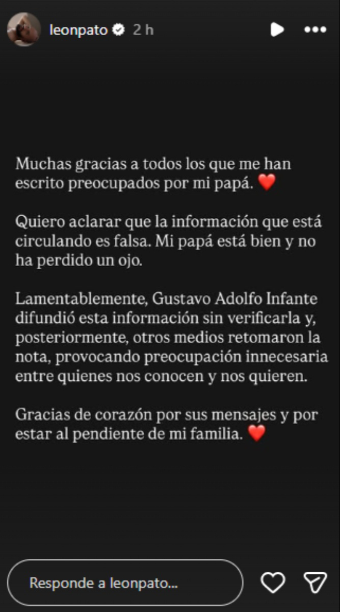 Leonardo Bono aclara la situación de César Bono en redes sociales.