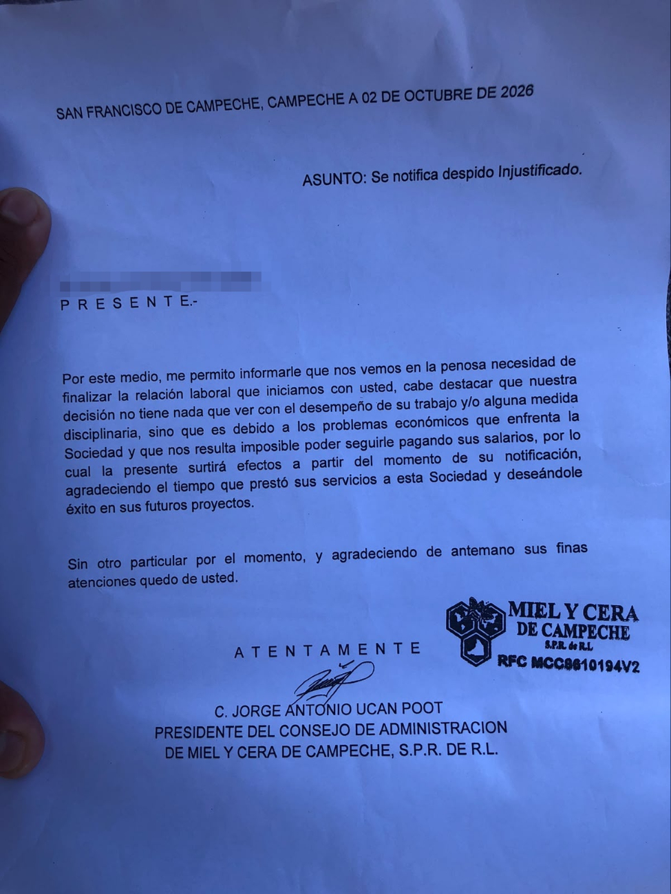 Los empleados catalogan el hecho como despido injustificado y afirman que se busca evadir la liquidación de ley.