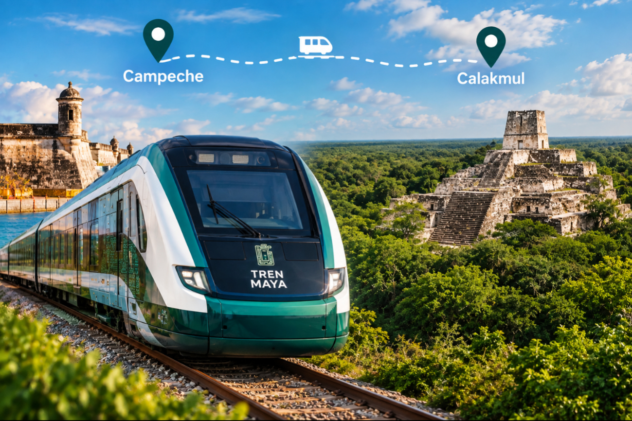 Visitar Calakmul desde San Francisco de Campeche es posible abordando el Tren Maya.