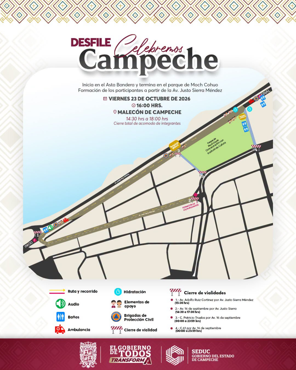 El recorrido partirá a las 16:00 horas desde el Asta Bandera hacia el parque de Moch Cohuó.