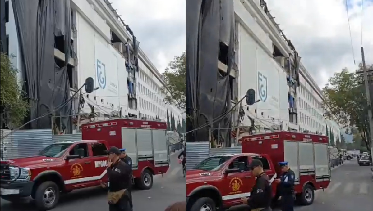 Cae techumbre de remodelación de la Fiscalía CDMX.