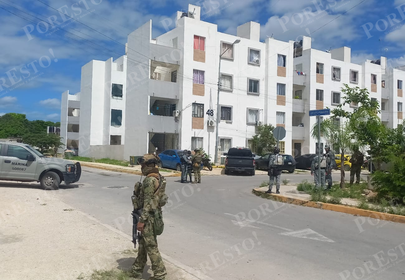 Realizan un cateo en un departamento del fraccionamiento Kusamil de Cancún