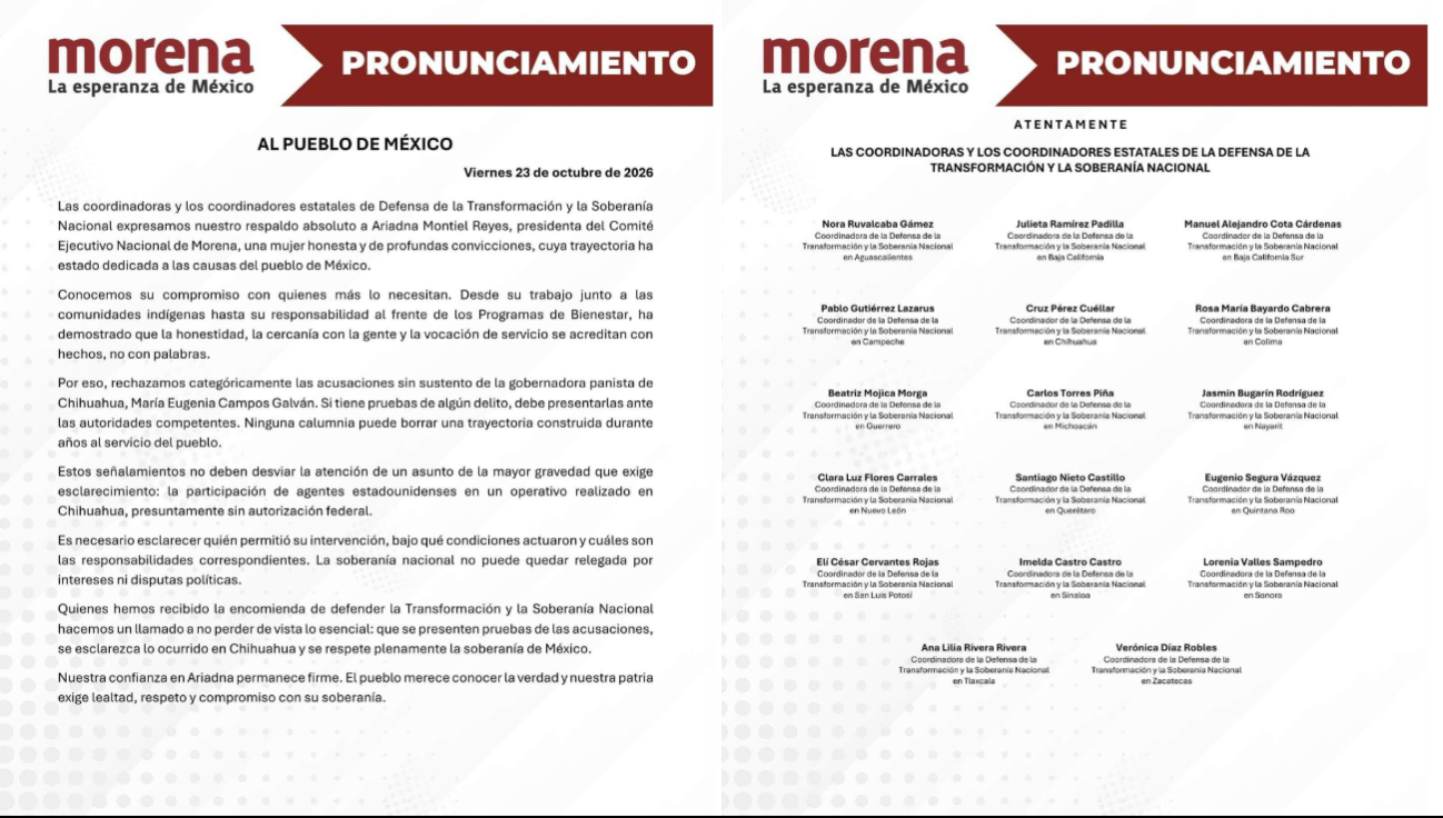 Rechazaron los señalamientos de la gobernadora de Chihuahua, Maru Campos, sobre ligas con el crimen.